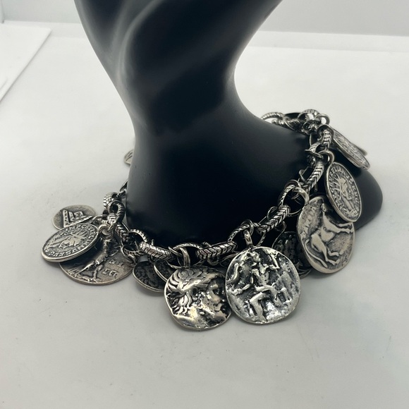 SILPADA Sterling Silver Oxidized Roman Coin Cha Cha Charm Bracelet B1624 - Picture 5 of 13